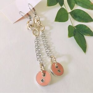 Gold Silver Coral Bead Slinky Dangle Earrings